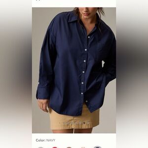 The Bennet Buttondown Shirt by Maeve from Anthropologie Navy blue